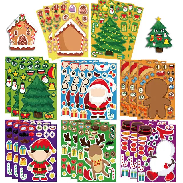 Kerststickerset™ - Speelse Winterwonderen - Stickervel Kerst