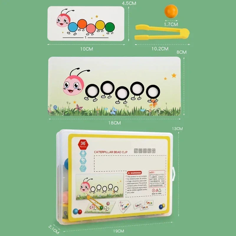 Wooden Clip Beads™ – Kleurrijke Beweegpret met Rups – Kleur & Motoriek Speelgoed