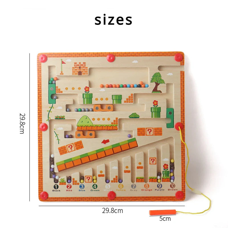 Magnetic Maze™ - Kleurrijk Telplezier - Houten Magnetische Puzzel