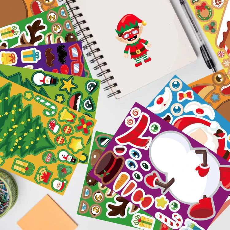 Kerststickerset™ - Speelse Winterwonderen - Stickervel Kerst 