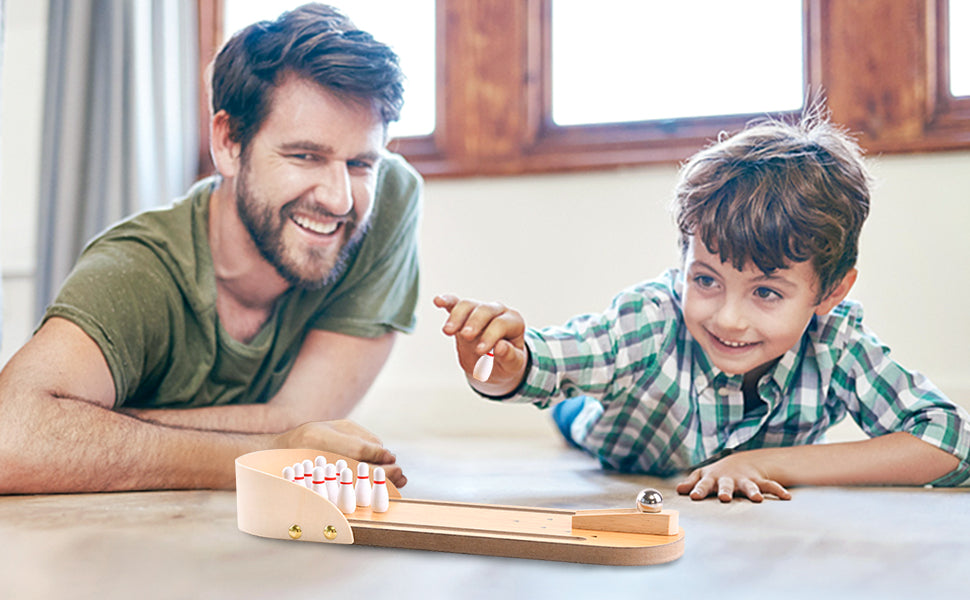 Woods™ - Mini-bowlingspel - Houten bowlingbaan