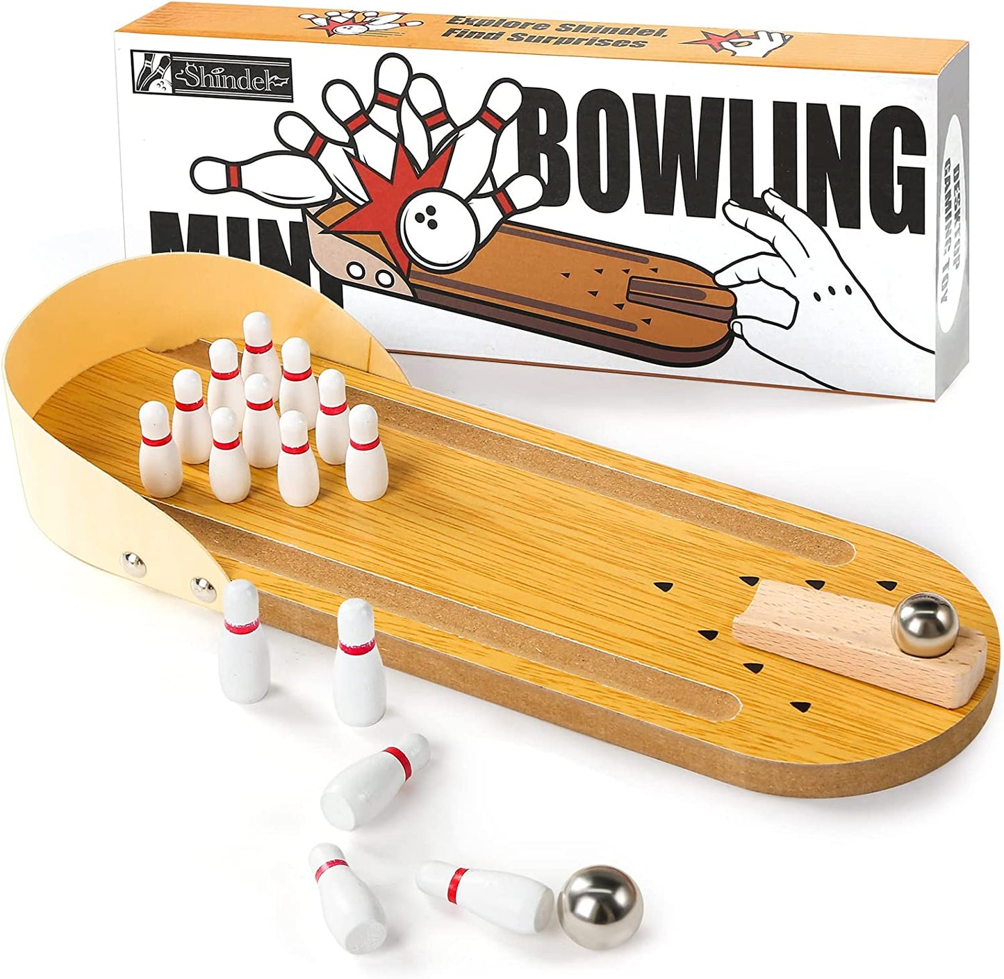 Woods™ - Mini-bowlingspel - Houten bowlingbaan