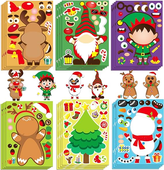 Kerststickerset™ - Speelse Winterwonderen - Stickervel Kerst 