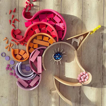 Woods™ - Houten Wonderen - Regenboog bouwblokken 