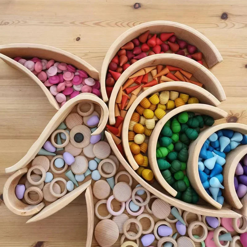 Woods™ - Houten Wonderen - Regenboog bouwblokken 