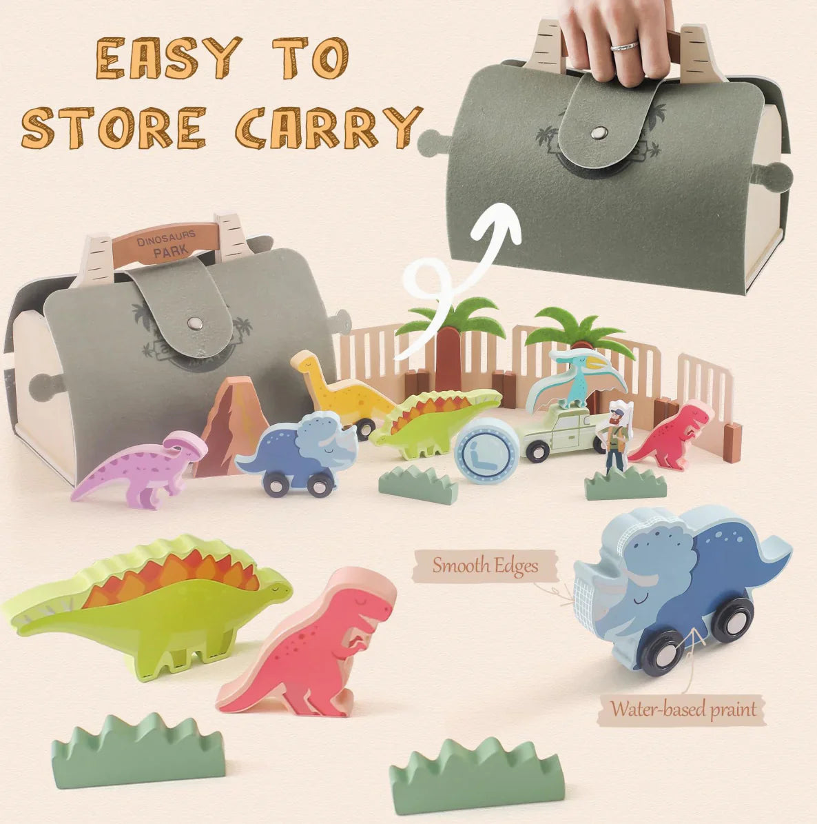 Woods™ - Prehistorische Plezier - Houten Dinoparkset 