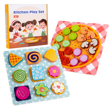 Woods™ - Stimuleer Creativiteit &amp; Motoriek - Kinder Pizza &amp; Koekje Set 