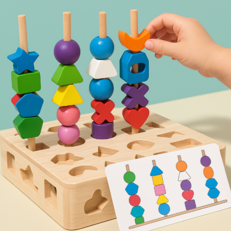 Woods™ - Stimuleer Creativiteit &amp; Verbeter Vaardigheden - Kleurrijke Montessori Puzzelset 