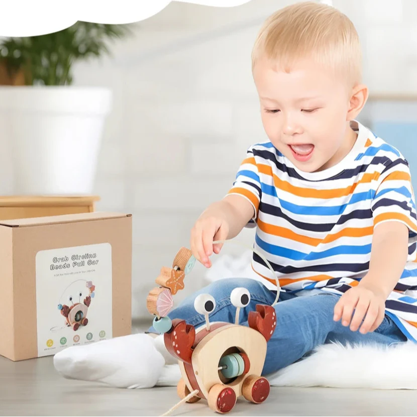 Crab Pull Toy™ – Spelen &amp; Leren – Houten Krab 