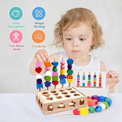 Woods™ - Stimuleer Creativiteit &amp; Verbeter Vaardigheden - Kleurrijke Montessori Puzzelset 