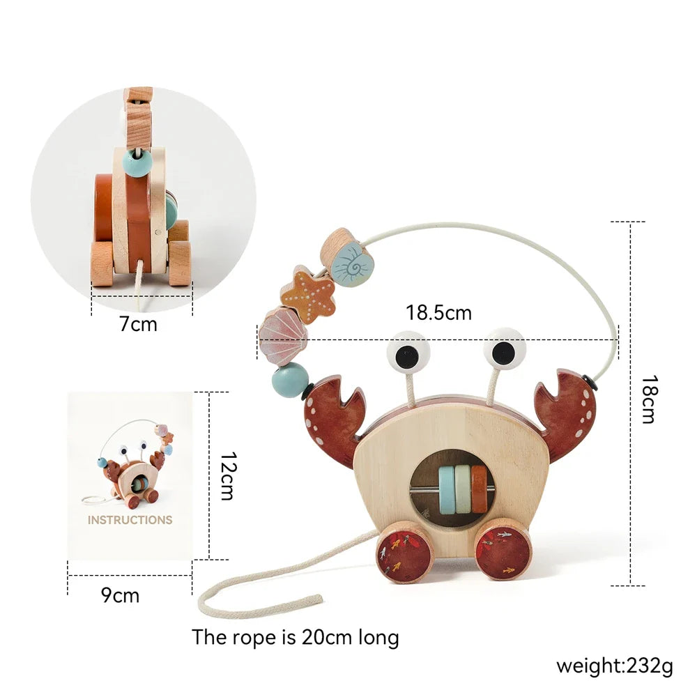 Crab Pull Toy™ – Spelen &amp; Leren – Houten Krab 