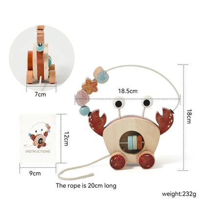 Crab Pull Toy™ – Spelen &amp; Leren – Houten Krab 