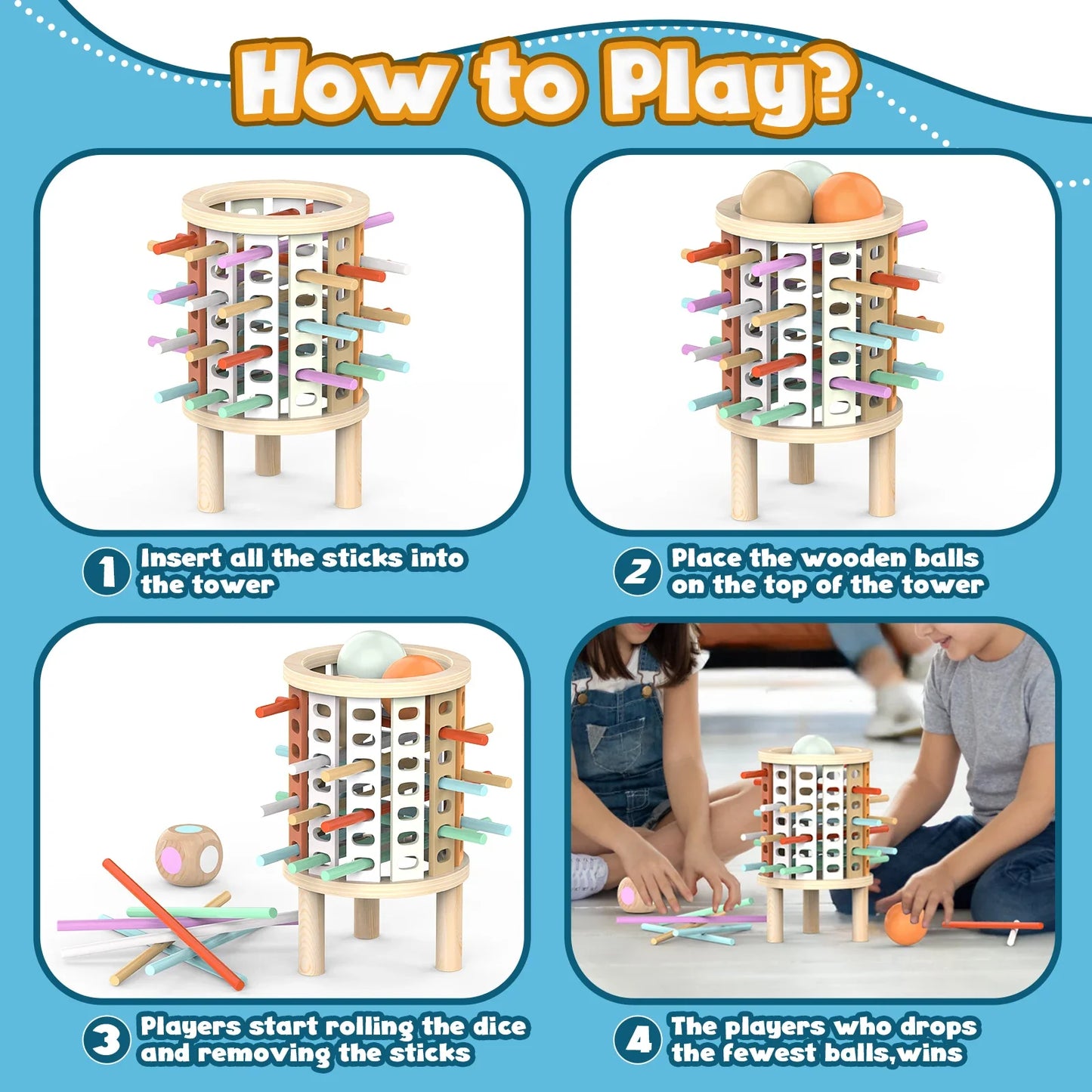 Balance Tower™ – Stapel &amp; Tel – Houten Denkspel 
