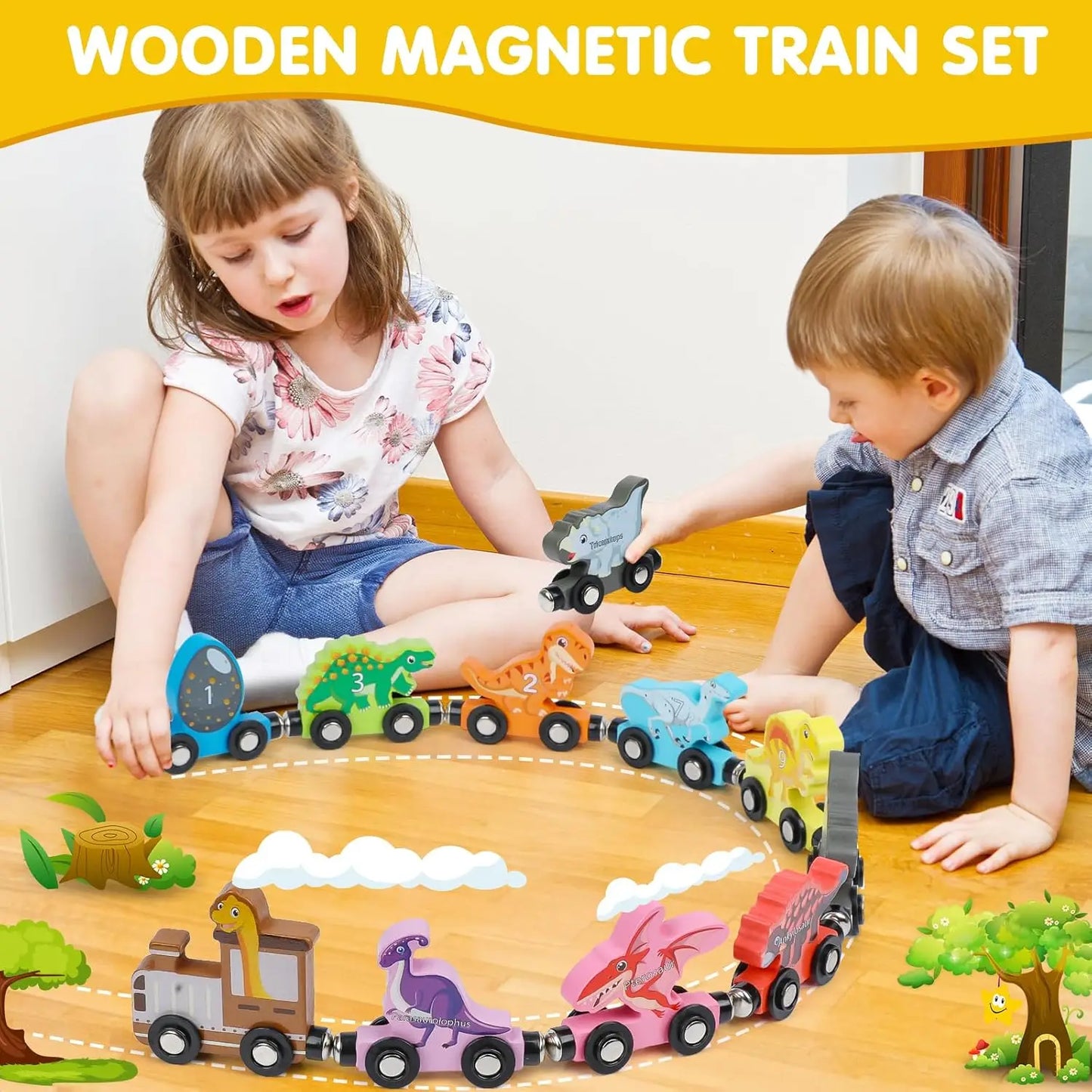 Tiny Express™ – Kleuren &amp; Vormen - Houten Treinspeelgoed 