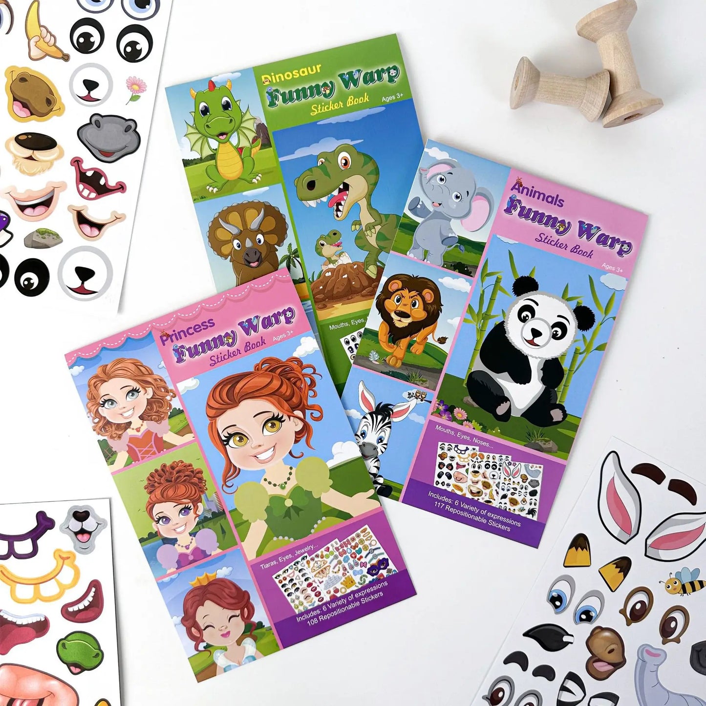 Funny Faces™ – Dierenpret &amp; Plakplezier – Herbruikbaar Stickerboek 
