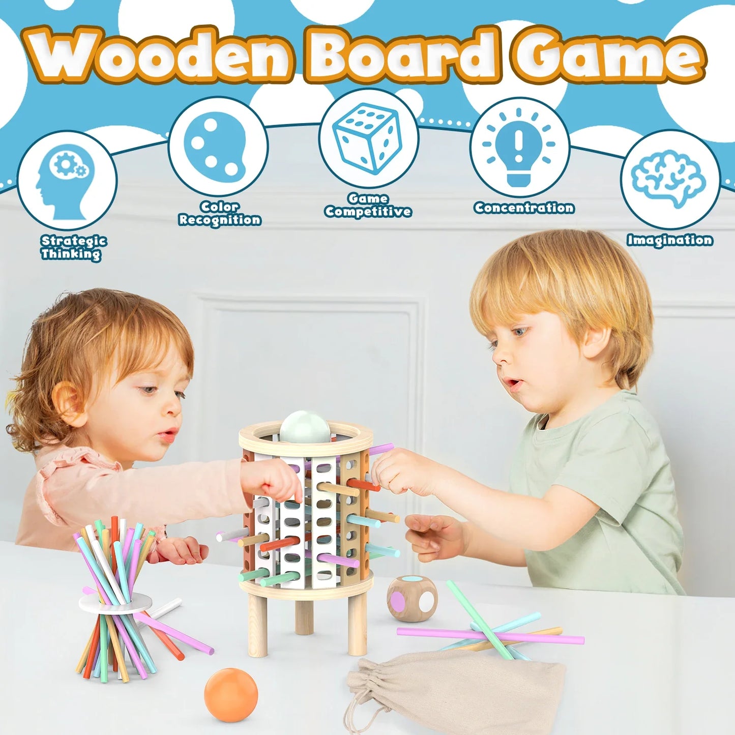 Balance Tower™ – Stapel &amp; Tel – Houten Denkspel 