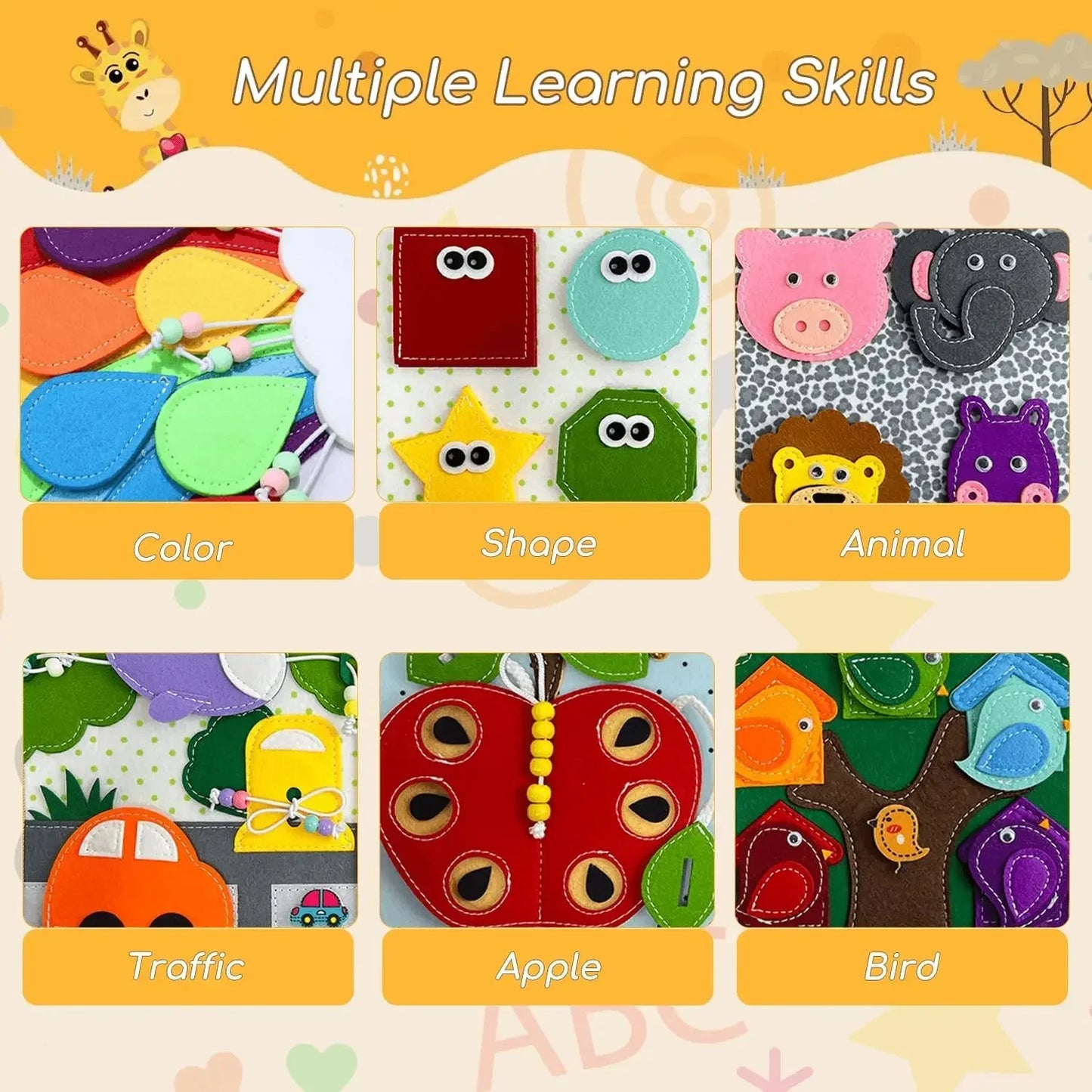 Sensory Toddler Book™ – Voel &amp; Ontdek – Viltboek Dieren