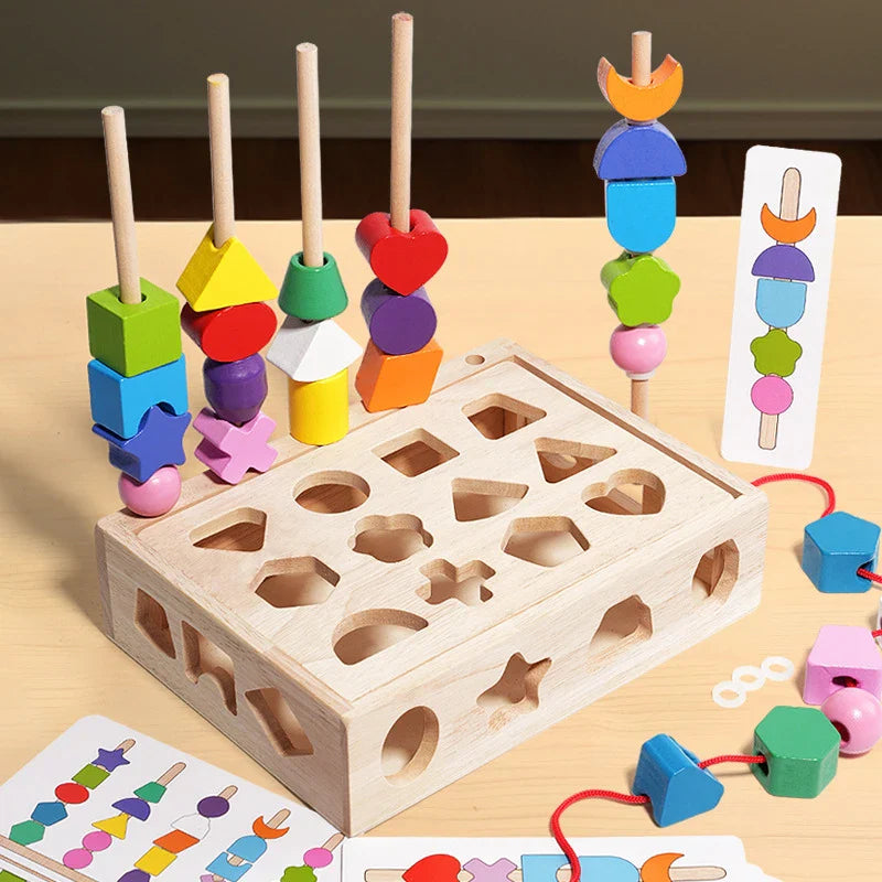 Woods™ - Stimuleer Creativiteit &amp; Verbeter Vaardigheden - Kleurrijke Montessori Puzzelset 