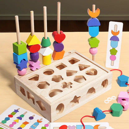 Woods™ - Stimuleer Creativiteit &amp; Verbeter Vaardigheden - Kleurrijke Montessori Puzzelset 