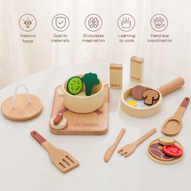 Woods™ - Mini-Chefs Aan Zet - Houten Speelkeukenset 