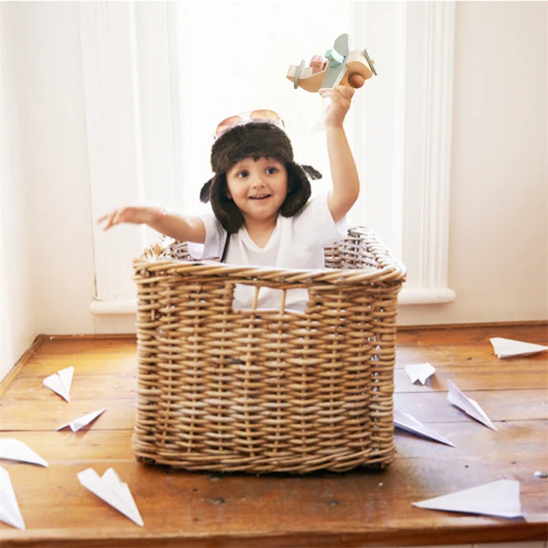 Woods™ - Bevorder Creativiteit &amp; Motoriek - Houten Montessori Vliegtuigspeelgoed 