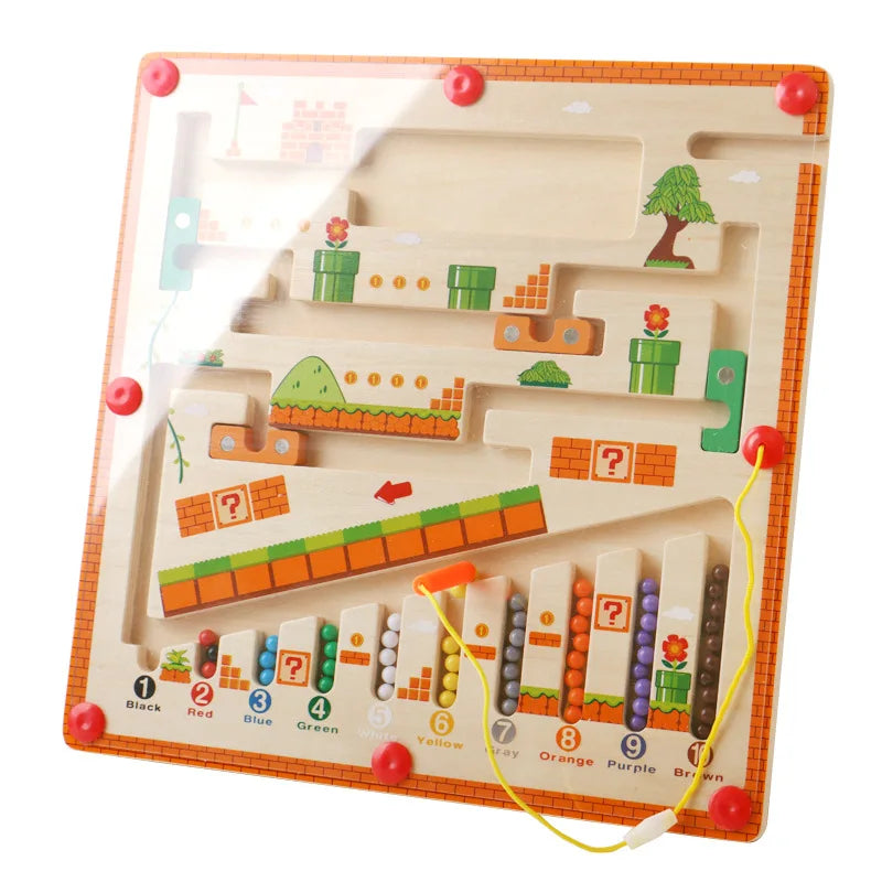 Magnetic Maze™ - Kleurrijk Telplezier - Houten Magnetische Puzzel 