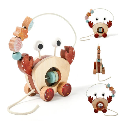 Crab Pull Toy™ – Spelen &amp; Leren – Houten Krab 