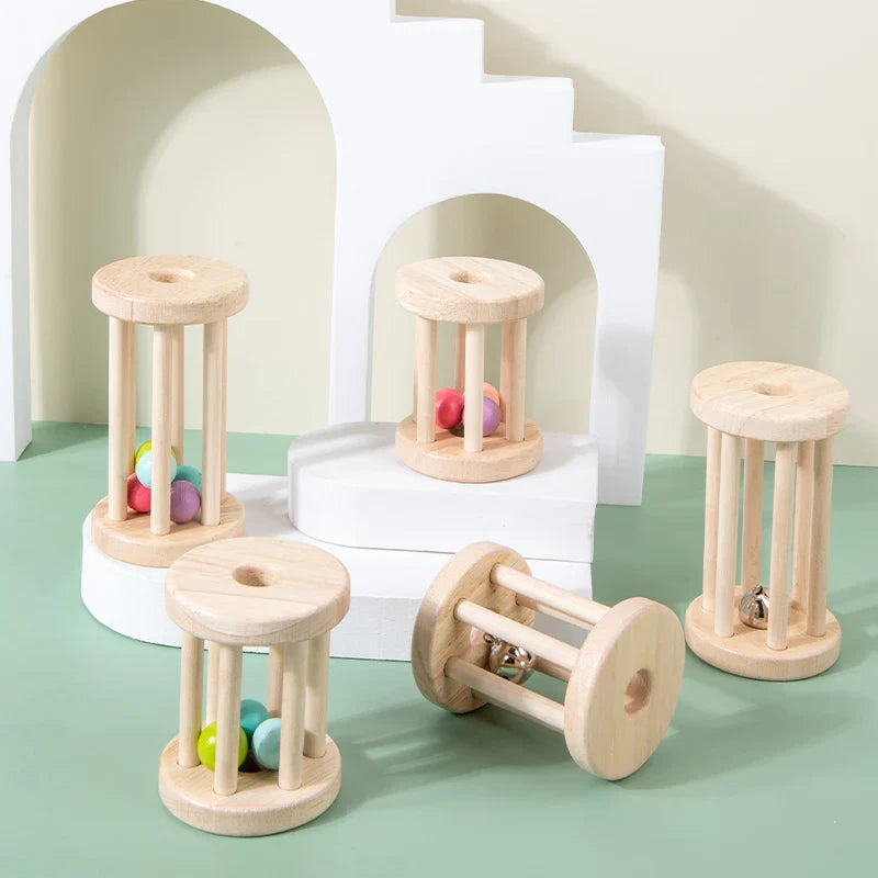Muziek Rattle™ – Vrolijke Rolkooi – Houten Rammel Speelgoed