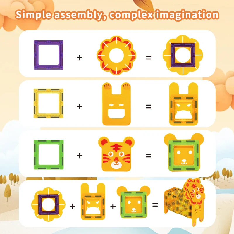 Animal Magnetic Building Blocks™ - Magnetische Bouwmagie - Magnetische Dieren Tegels 