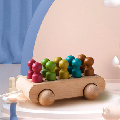 Pop &amp; Roll – Motoriek &amp; Fantasie – Houten Poppen Autoset 