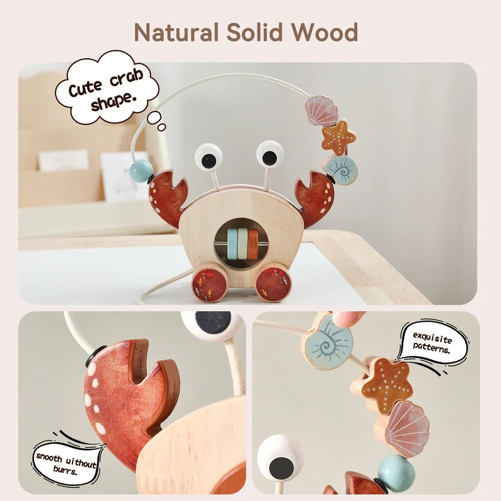Crab Pull Toy™ – Spelen &amp; Leren – Houten Krab 