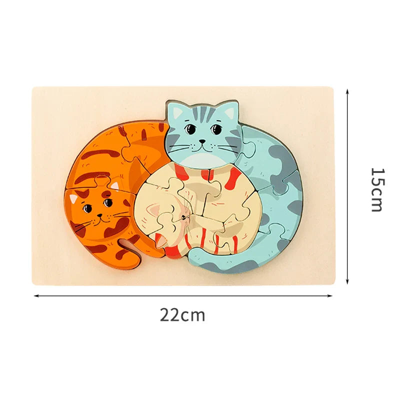 Dierenpuzzel™ – Ontdek &amp; Leer – Cartoon Houten Puzzel 