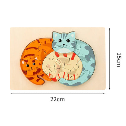 Dierenpuzzel™ – Ontdek &amp; Leer – Cartoon Houten Puzzel 