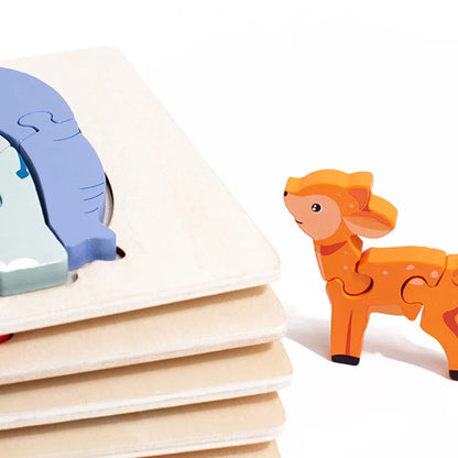 Dierenpuzzel™ – Ontdek &amp; Leer – Cartoon Houten Puzzel 