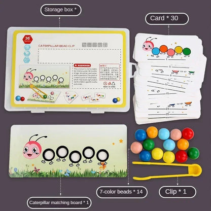 Wooden Clip Beads™ – Kleurrijke Beweegpret met Rups – Kleur &amp; Motoriek Speelgoed