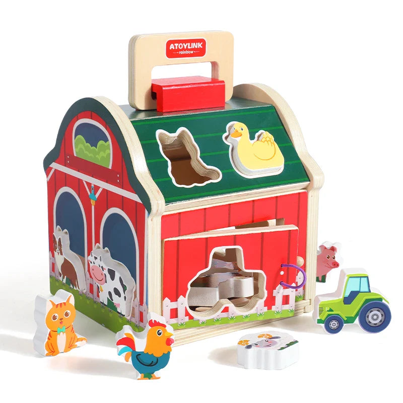 Farm Sort™ – Kleur &amp; Vormplezier – Houten Boerderij Sorteerspel 