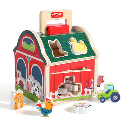 Farm Sort™ – Kleur &amp; Vormplezier – Houten Boerderij Sorteerspel 