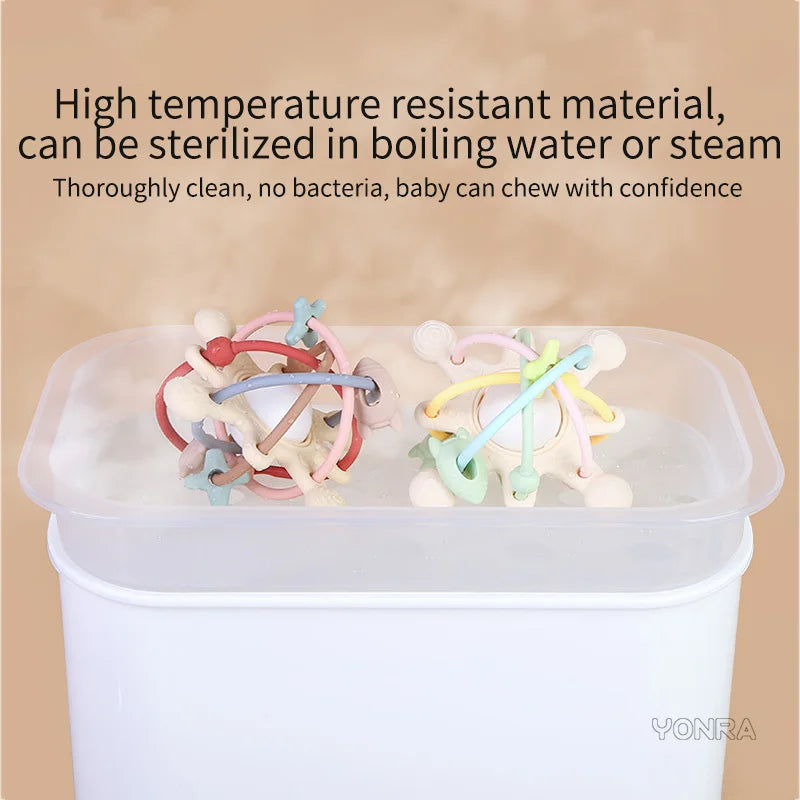 Sensory Rattle Ball™ – Zachte Grijpret – Baby Siliconen Bijtspeelgoed 