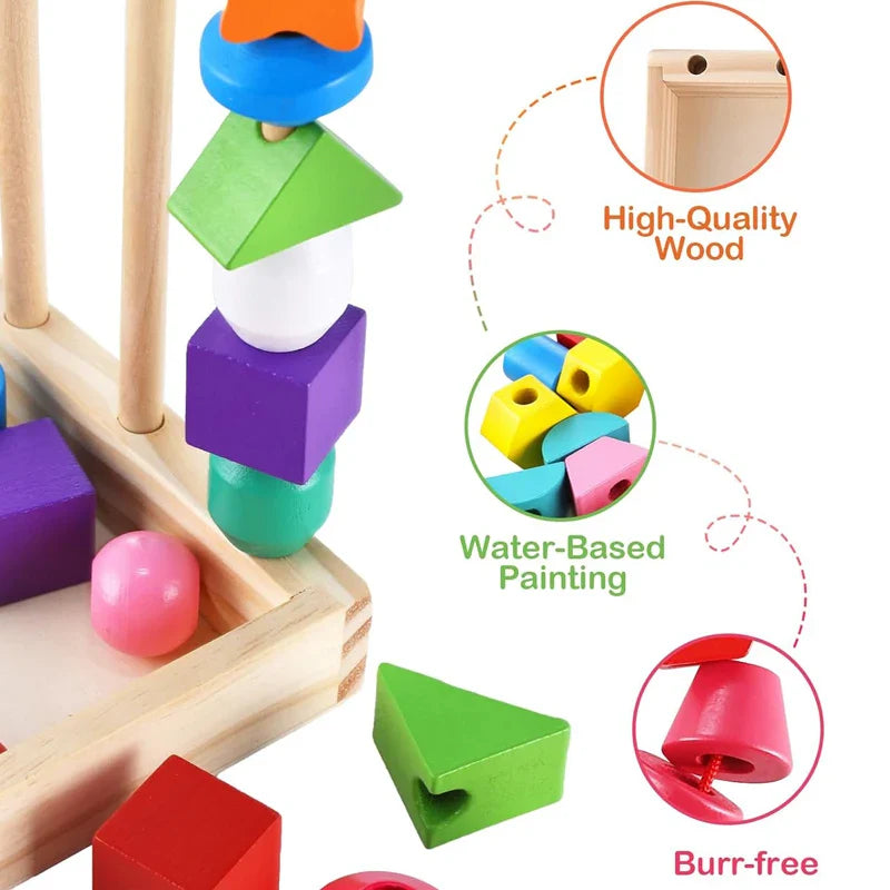 Woods™ - Stimuleer Creativiteit &amp; Verbeter Vaardigheden - Kleurrijke Montessori Puzzelset 