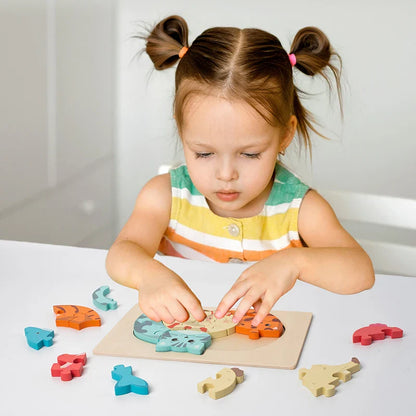 Dierenpuzzel™ – Ontdek &amp; Leer – Cartoon Houten Puzzel 